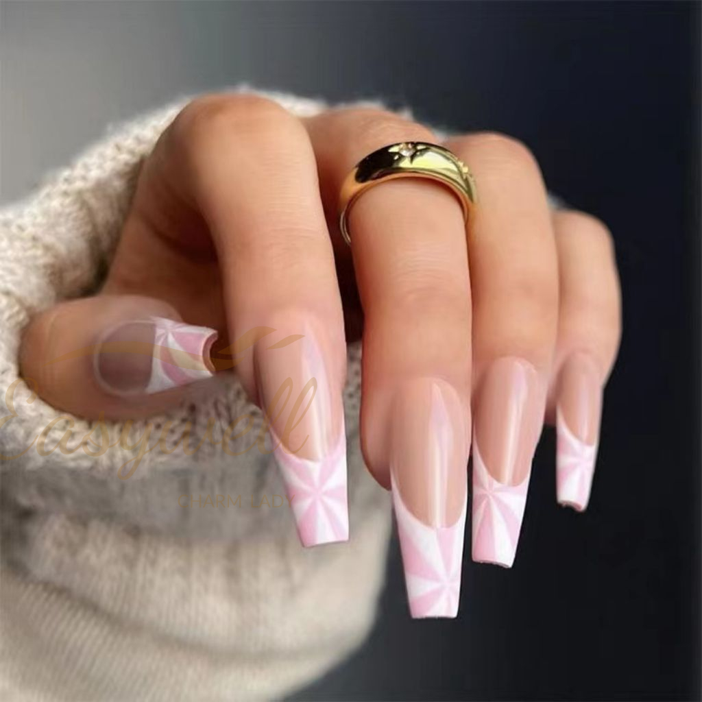 Easywell 28 pcs ice cream fake nails press on nails