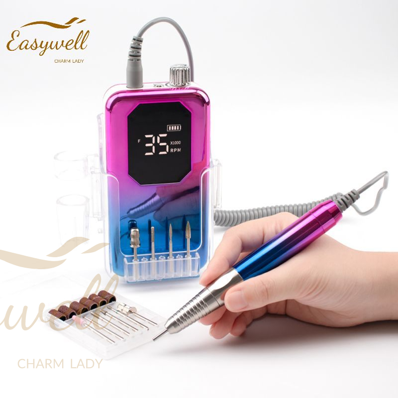 Nail Supply Factory Price Gradient Color 35000RPM Portable and Desktop Brushless Quiet Electric Nail Drill Machine