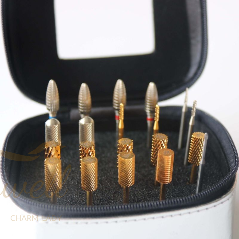 Wholesale 7 Pcs Electric Purple Tungsten Carbide Nail Drill Bit Set with Case and Clean Brush