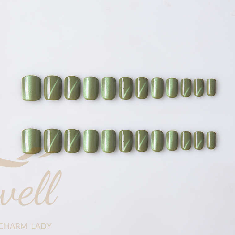 Easywell 30 pcs manufacture and wholesale high quality artificial nails full coverage red cat eye style nail press nails