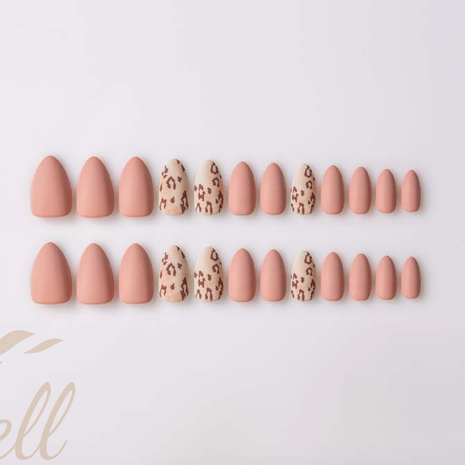 Easywell 28 pieces manufacturing wholesale matte light pink and irregular pattern combination small pointed nails full coverage false nails