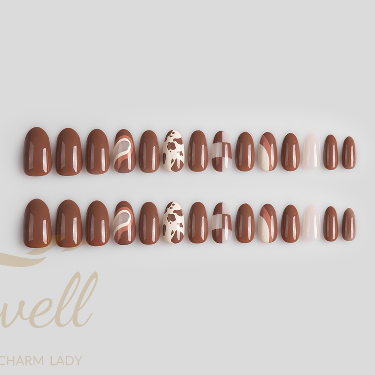 Easywell 28 pcs manufacture wholesale French Dalmatian Oval Nail