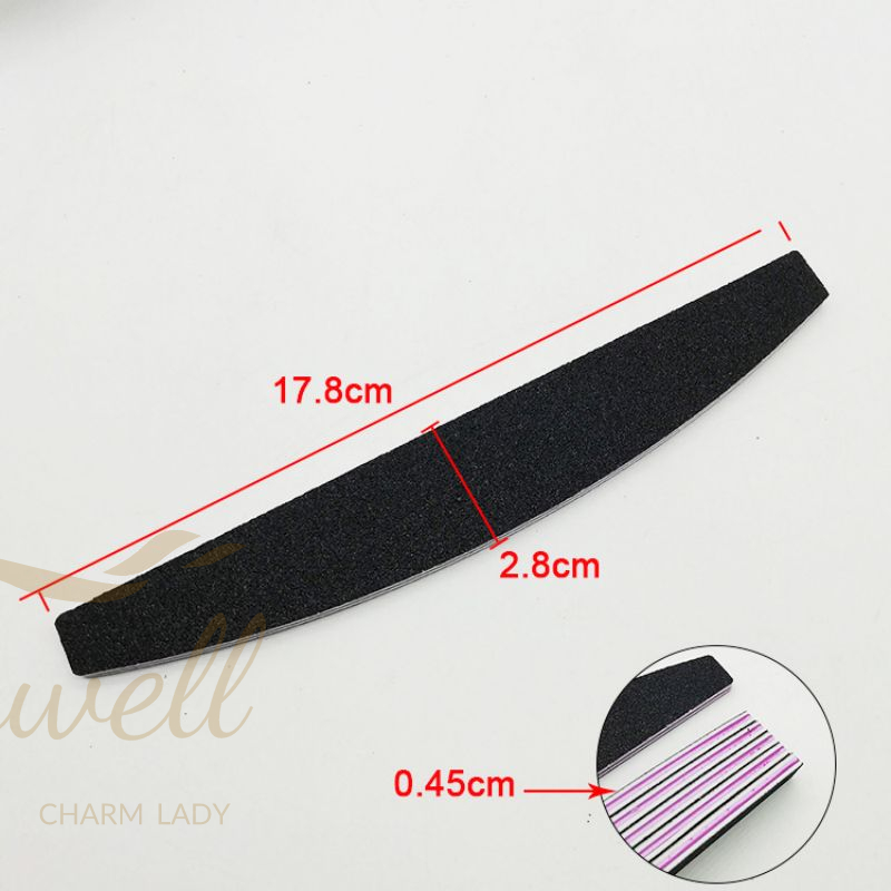 Nail File 100 180 Grit Double Sided Black Set Nail Accessories Manicure Tools | Purple core black sand glue plate nail file Sanding nail rubbing strips Half moon nail tools