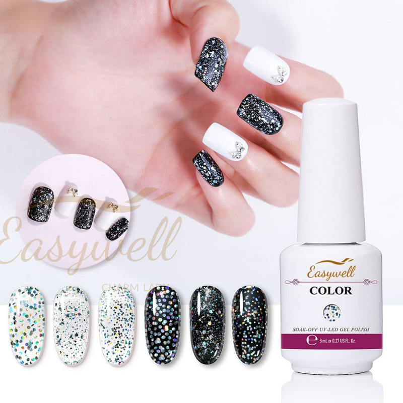 New long lasting removable phototherapy gel nail polish 6 colors Laser silver nail polish 8ML