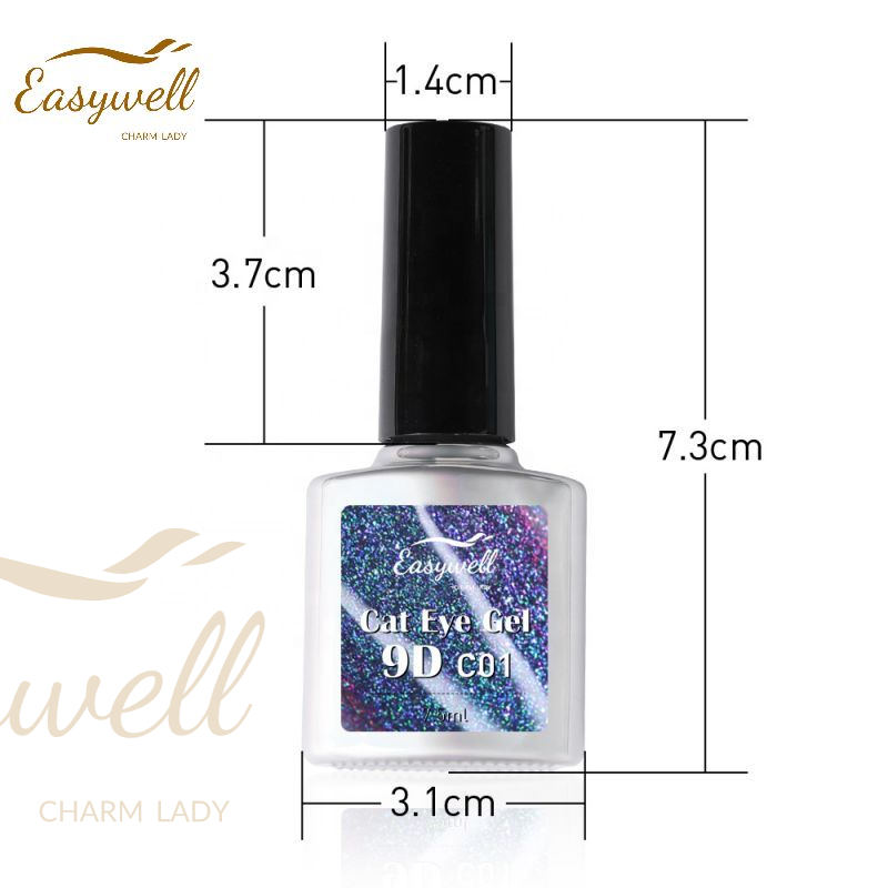 Amazon Hot Sale Magnetic 9D Cat Eye LED Soak Off Gel Polish Glitter Kit OEM ODM Bottle 6 Colors Set Nail Polish UV Gel