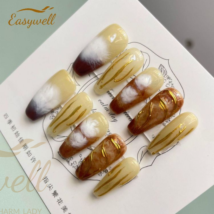  Free Samples Long Ballerina Pink Blue Yellow Butterfly Nails Art Salon Press On Nails Customized Artificial Fake Nail Tips