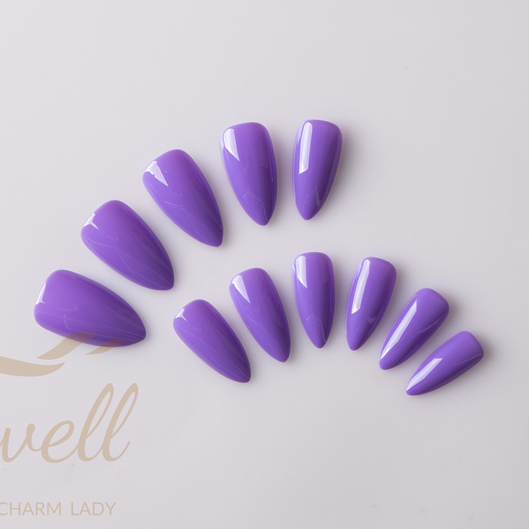 Easywell 28 pcs manufacture wholesale shiny pointed nails full coverage false nails