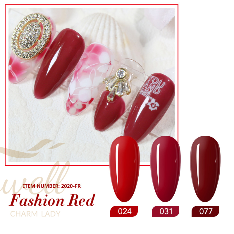 Easywell 15ml professional salon red color series soak off nail gel polish 2020-FR