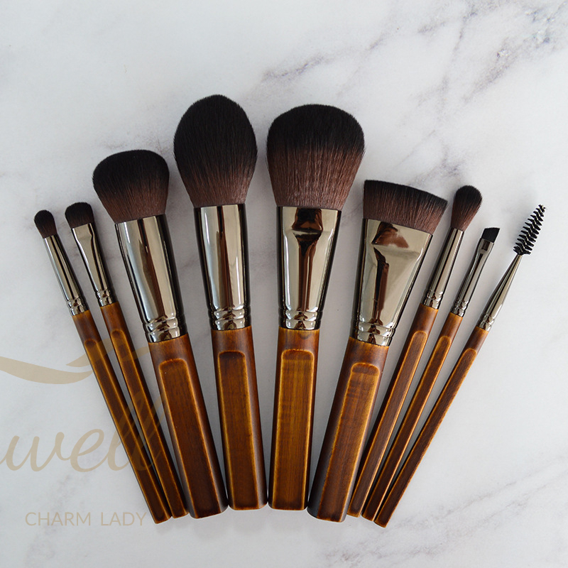 A full set of 9 new new cosmetic brushes, super soft fiber hair, retro cosmetic appliance manufacturers in stock