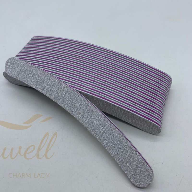 Double Sided Emery Board Zebra Nail File | Grey grit sandpaper double-sided washable straight shaped thick EVA glue board nail file wood veneer nail art sanding strips
